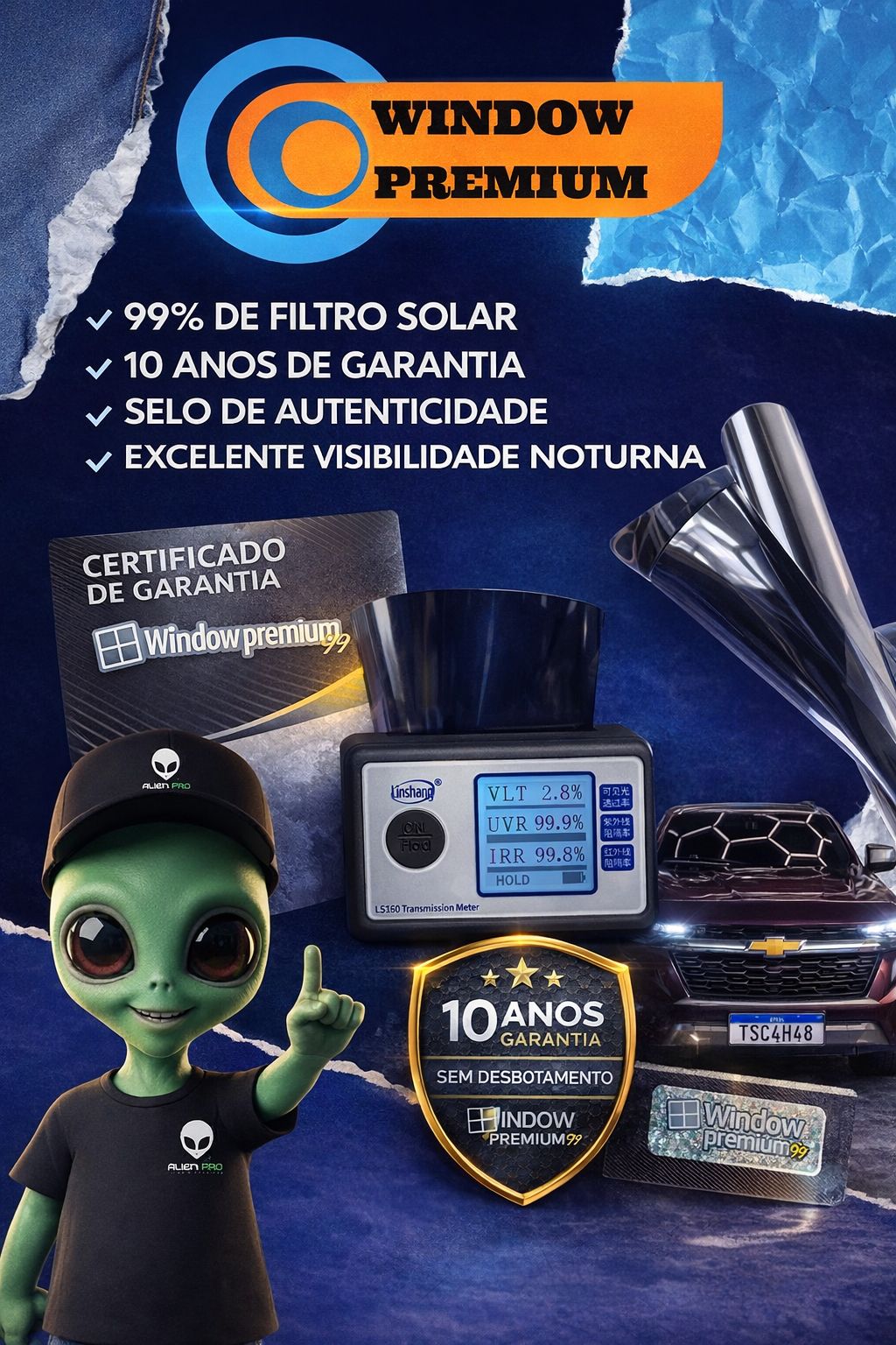 Pelicula Nanoceramica Window Premium 99%IR