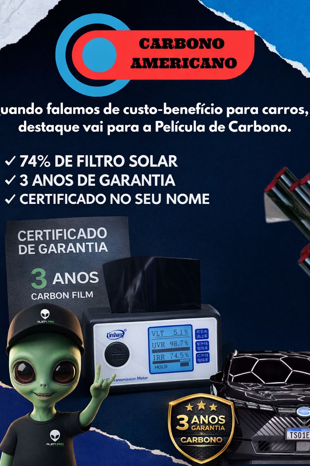 Pelicula solar Window Carbon